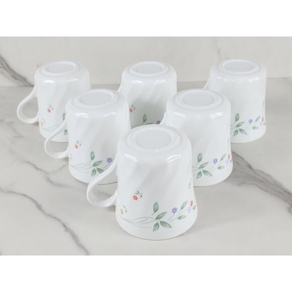 Corelle English Meadow Coffee Mug Teacup 8oz Corning 80s Swirl Pattern x6 Vtg - Picture 8 of 12